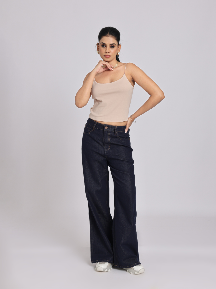 Essential Spaghetti Crop Top - Beige
