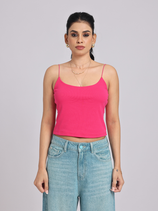Essential Spaghetti Crop Top – Pink