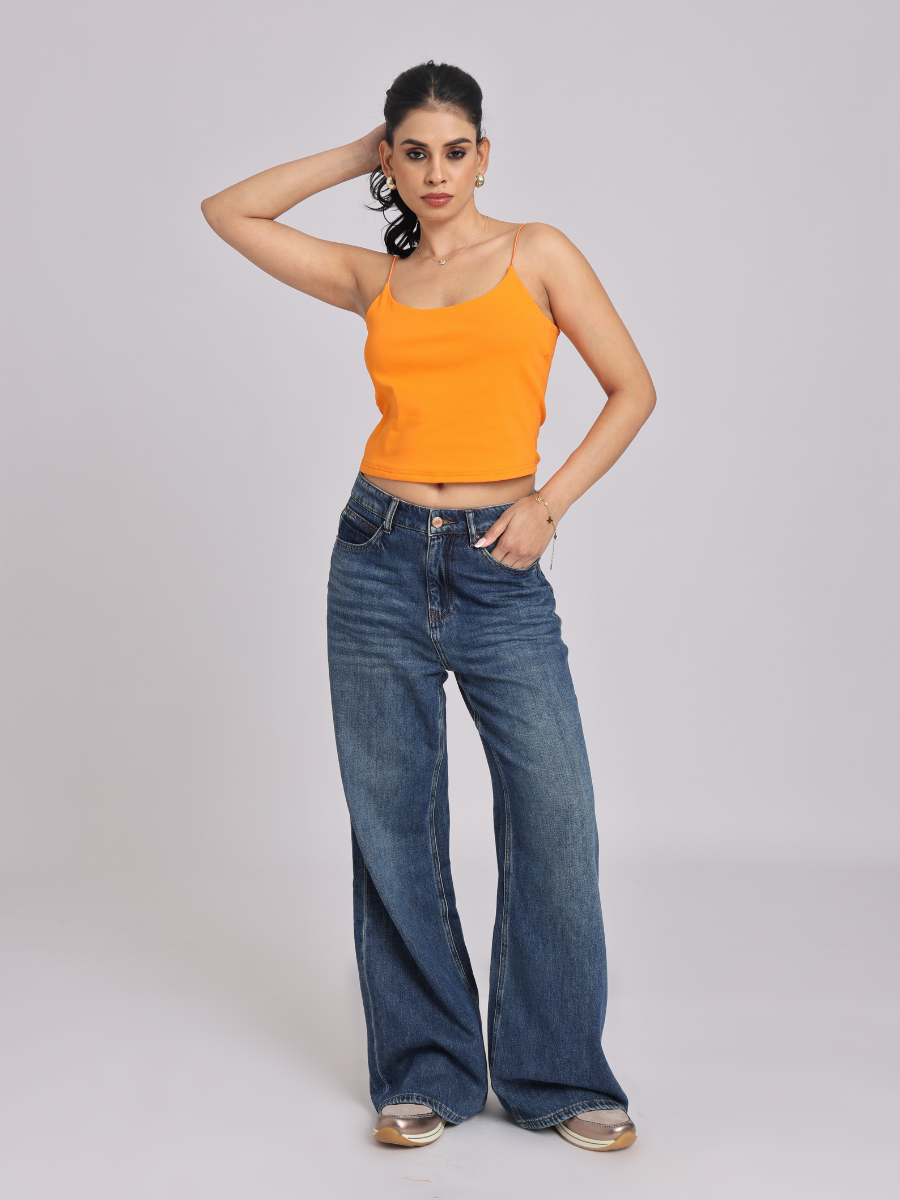 Essential Spaghetti Crop Top - Orange