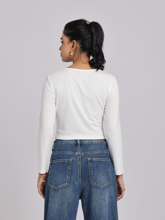 Premium White Square Neck Crop Top