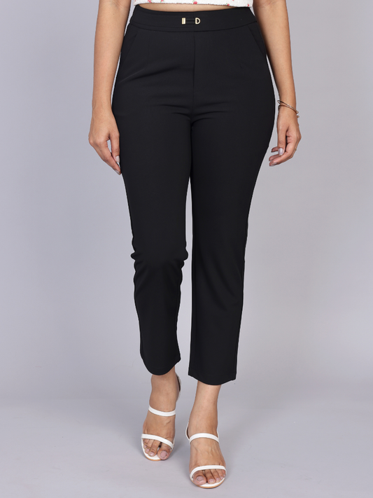 Classic Black Ankle-Length Trousers