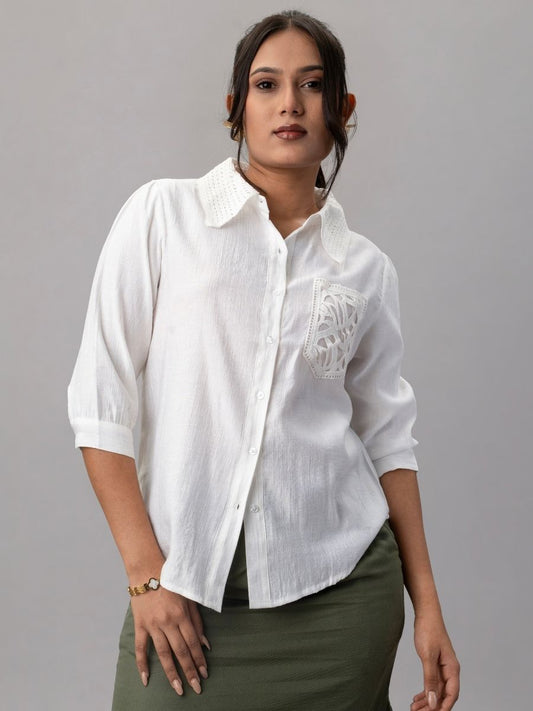 Classic White Cutwork Shirt