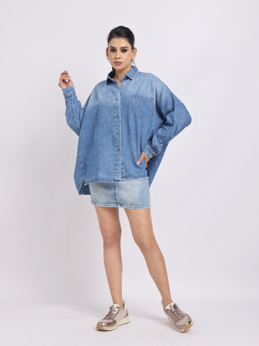 Oversized Light-Blue Denim Shirt