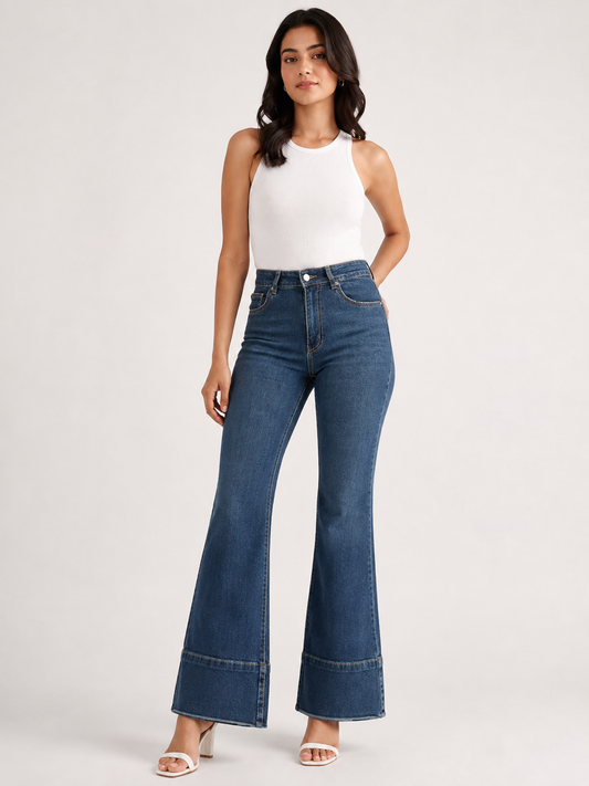 Azure Sculpt High-Rise Stretch Flared Jeans
