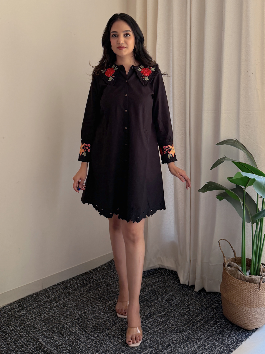 green emerald velvet dress Hand Embroidered Dress for Women Online