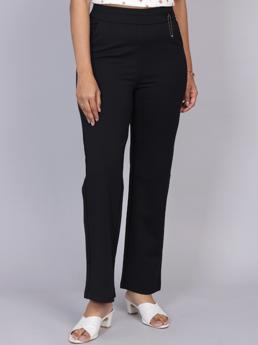Mid-Rise Sleek Black Trousers