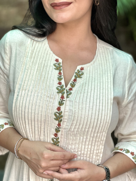 Embroidered Khadi Cotton Dress