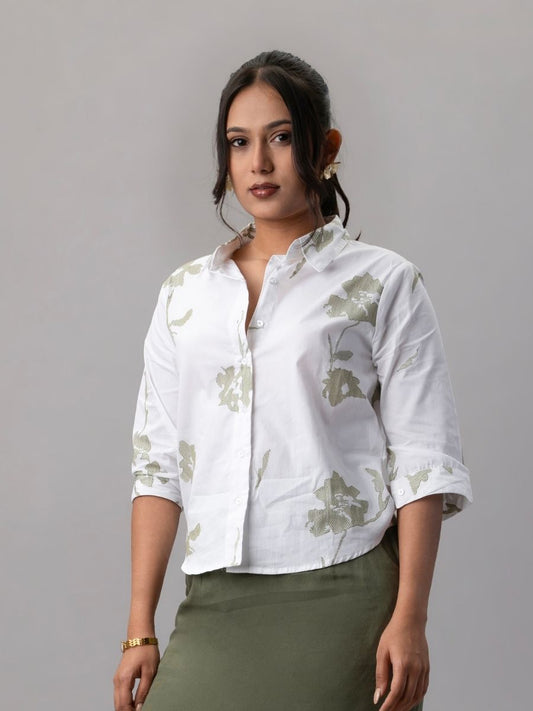 Sage Bloom Cotton Shirt