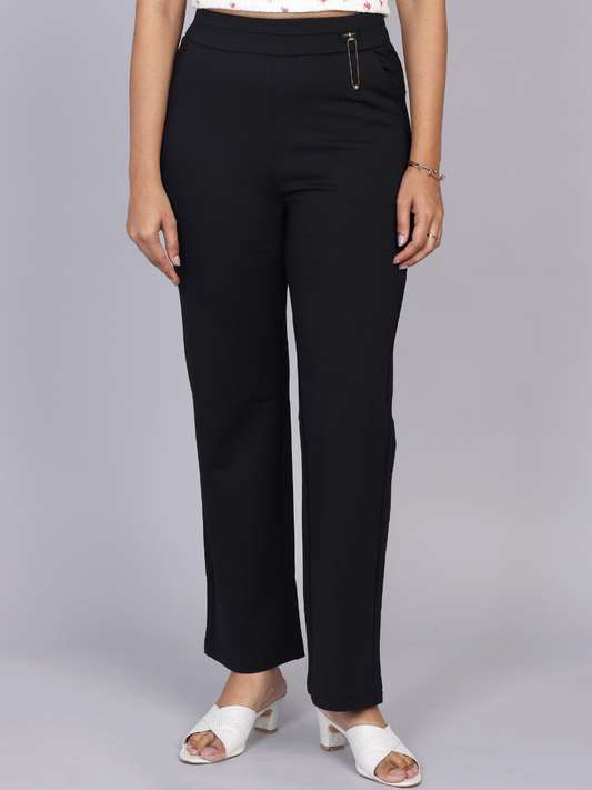 Mid-Rise Sleek Black Trousers