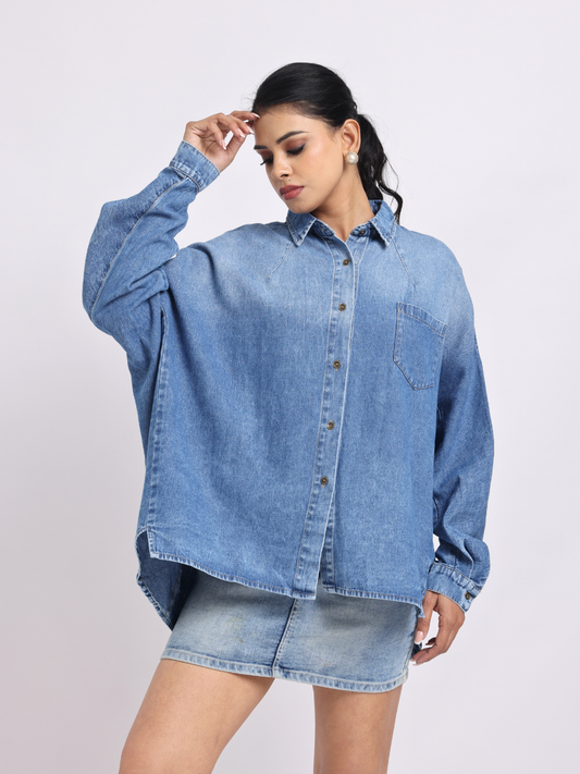 Oversized Light-Blue Denim Shirt