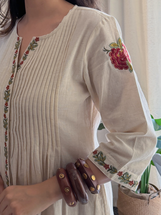 Embroidered Khadi Cotton Dress