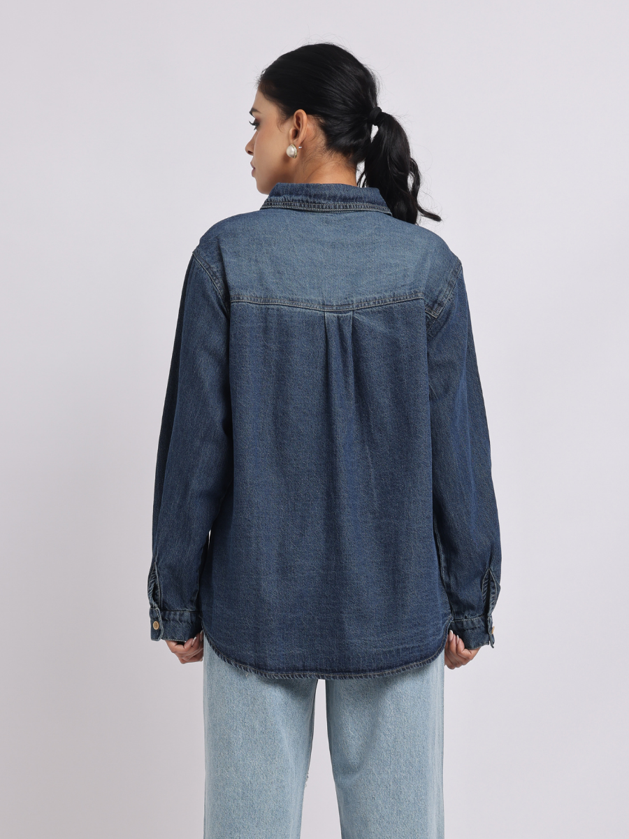 Dark Blue Relaxed Denim Shirt