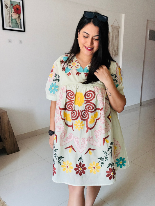 Floral Fabric Cotton Dress