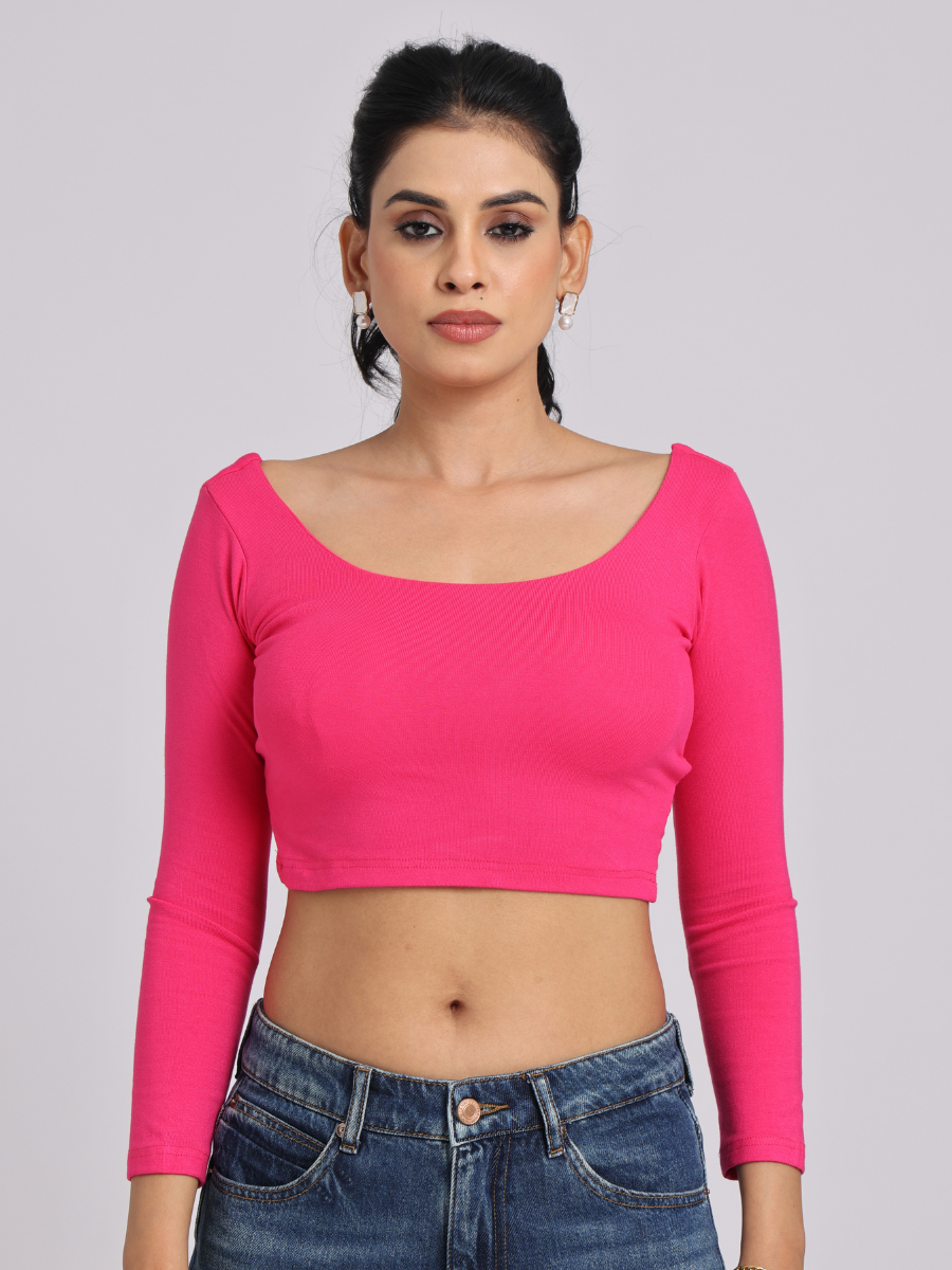Hot Pink Cross-Back Crop Top - Statement Luxe Fit