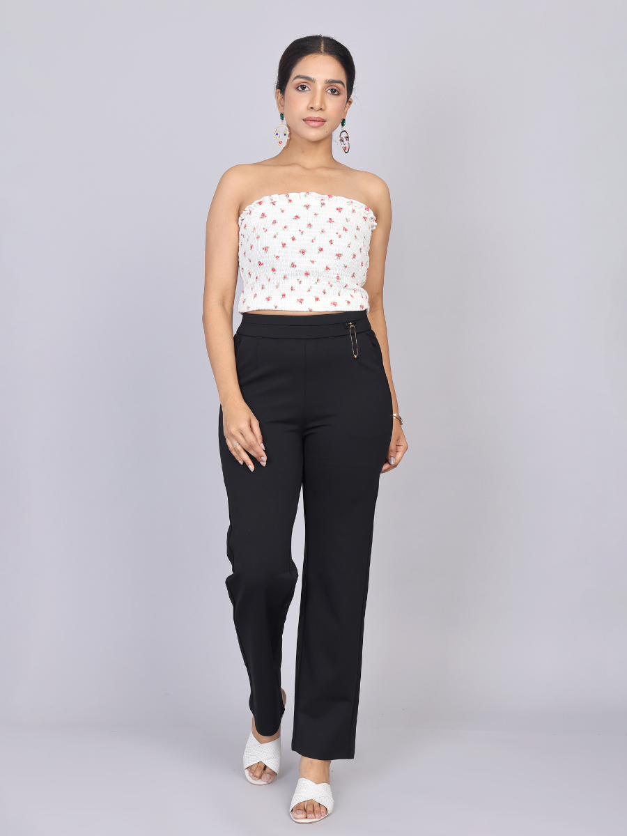 Mid-Rise Sleek Black Trousers