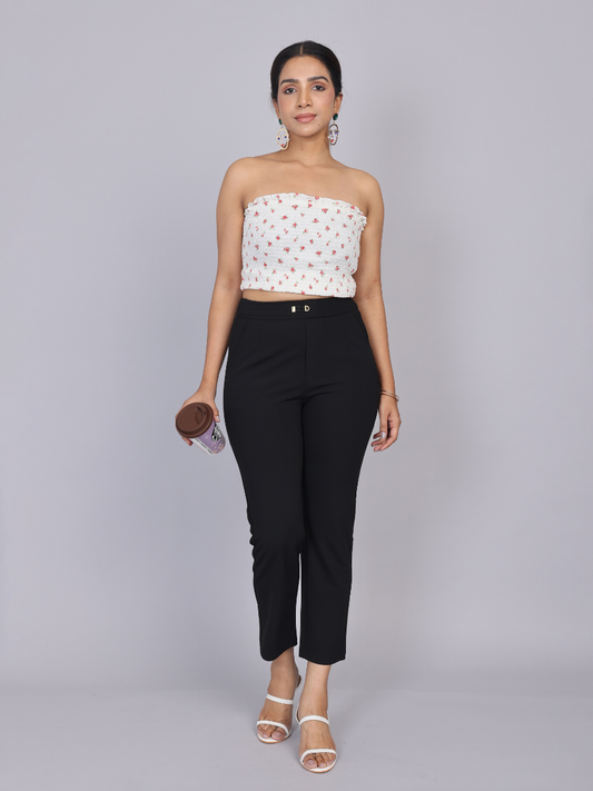 Classic Black Ankle-Length Trousers