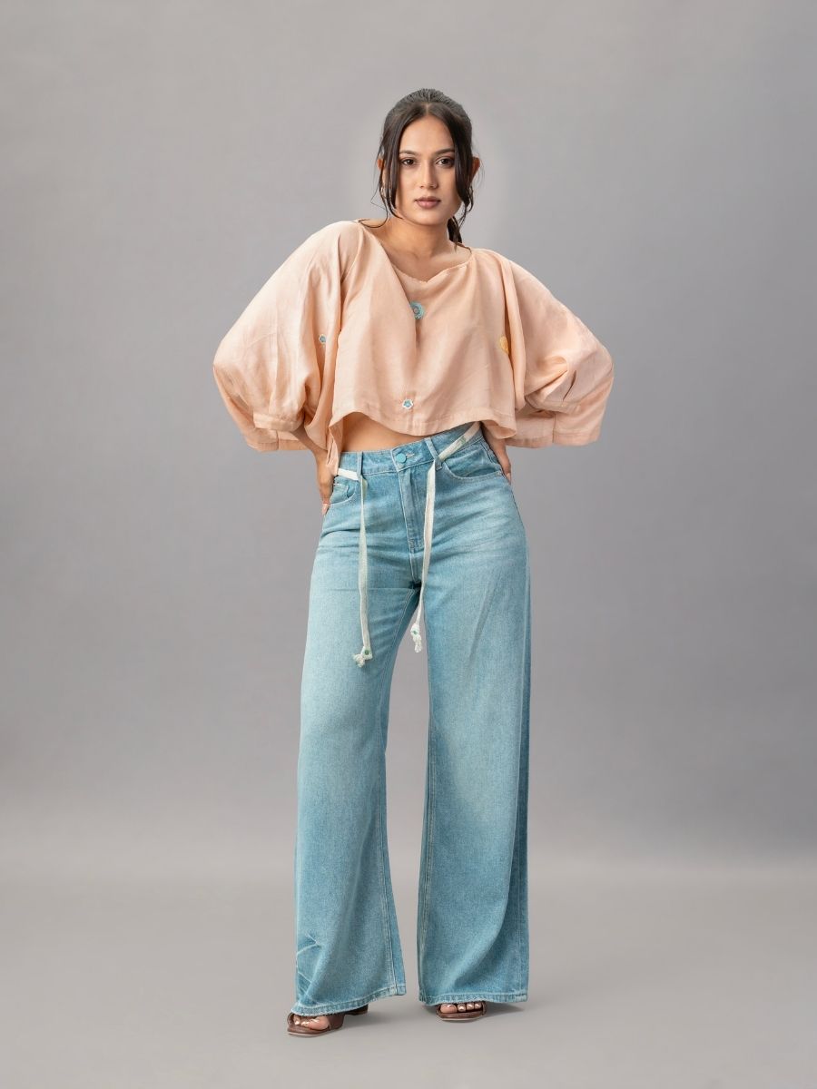 Light Blue Wide Leg Denim Pants