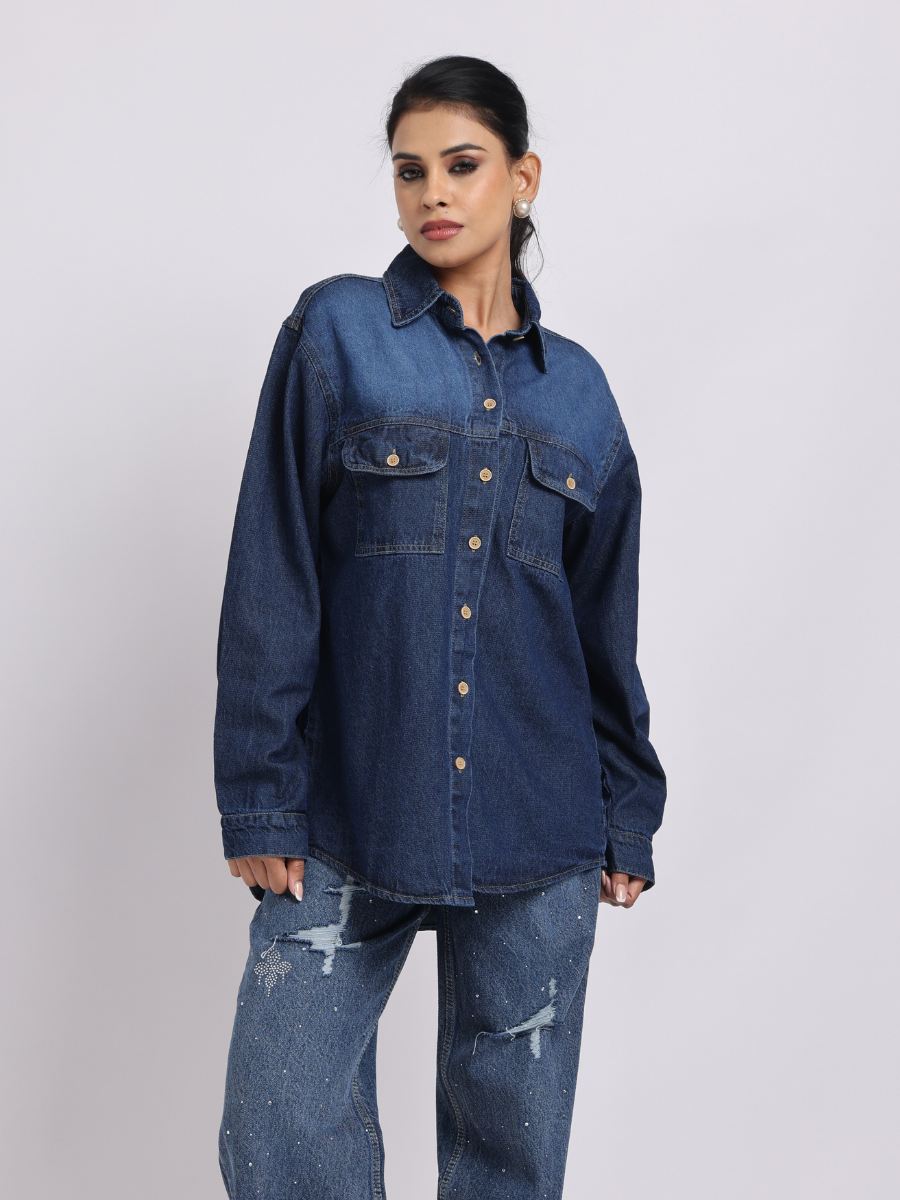 Dark Blue Denim Shirt