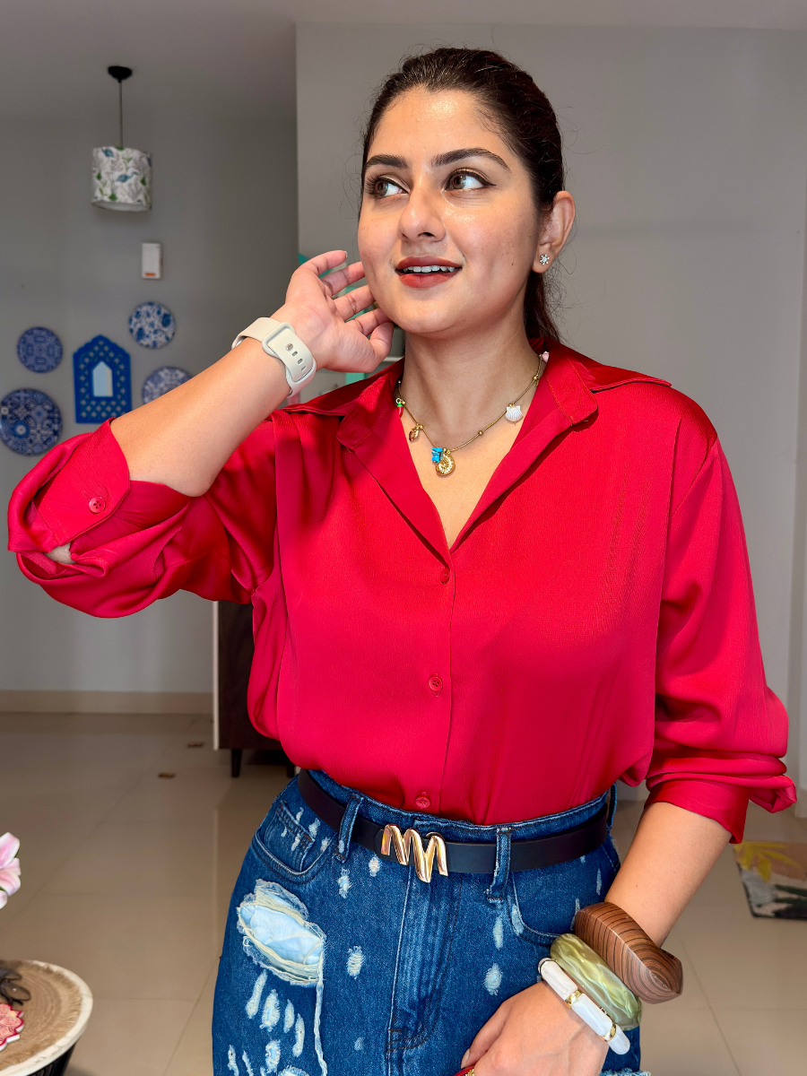 Scarlet Luxe Relaxed-Fit Shirt
