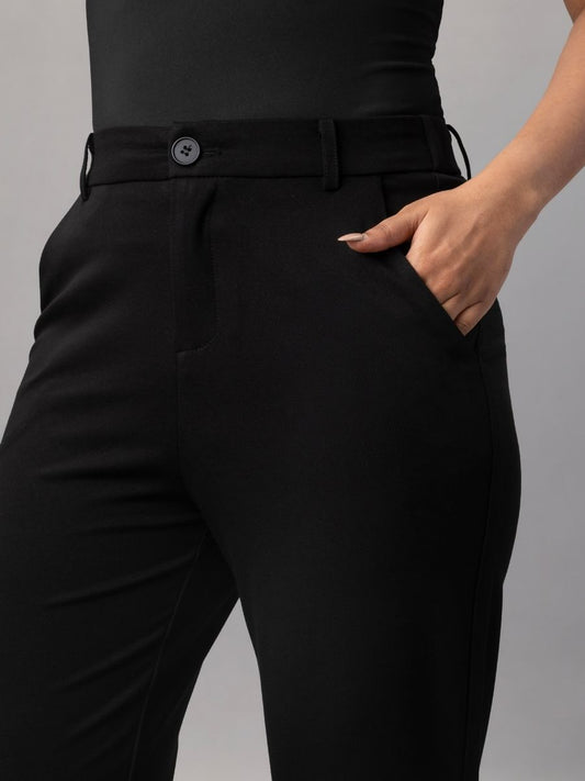 Elegant Black Slim Tapered Formal Trousers for Women – Natica