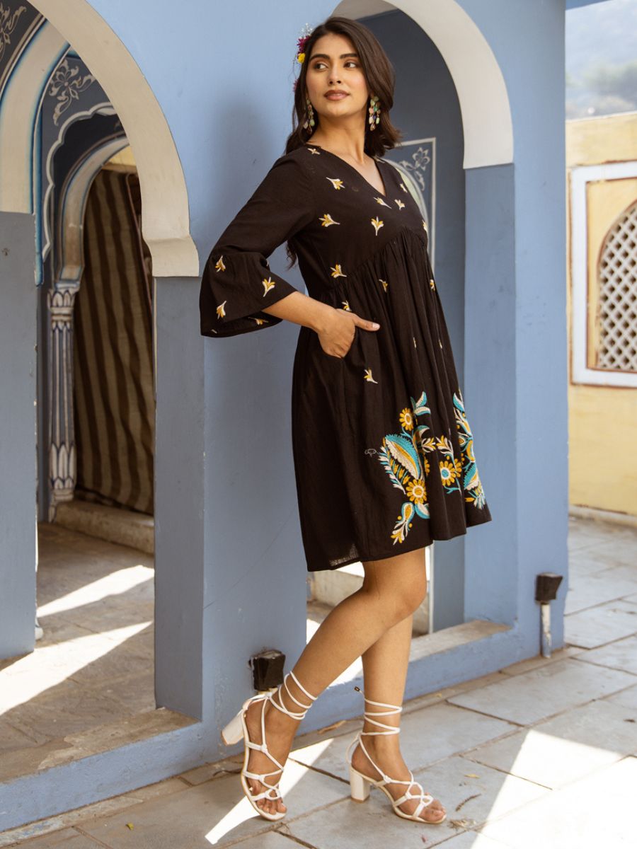 Natica black beauty embroidered edition – Buy party dresses for women online in India