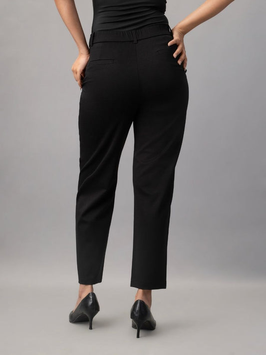 Buy Stylish Black Slim Fit Tapered Trousers Online in India