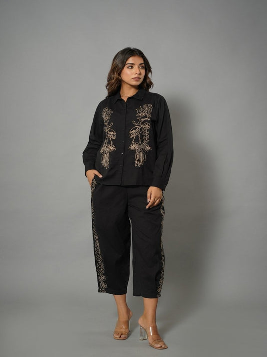 Buy Stylish Co-ord Sets for Women Online in India – Black Cotton Outfit by Natica