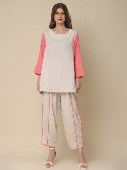 Buy Stylish Co-ord Sets for Women Online in India – Breezy Pink Oversized Cotton by Natica