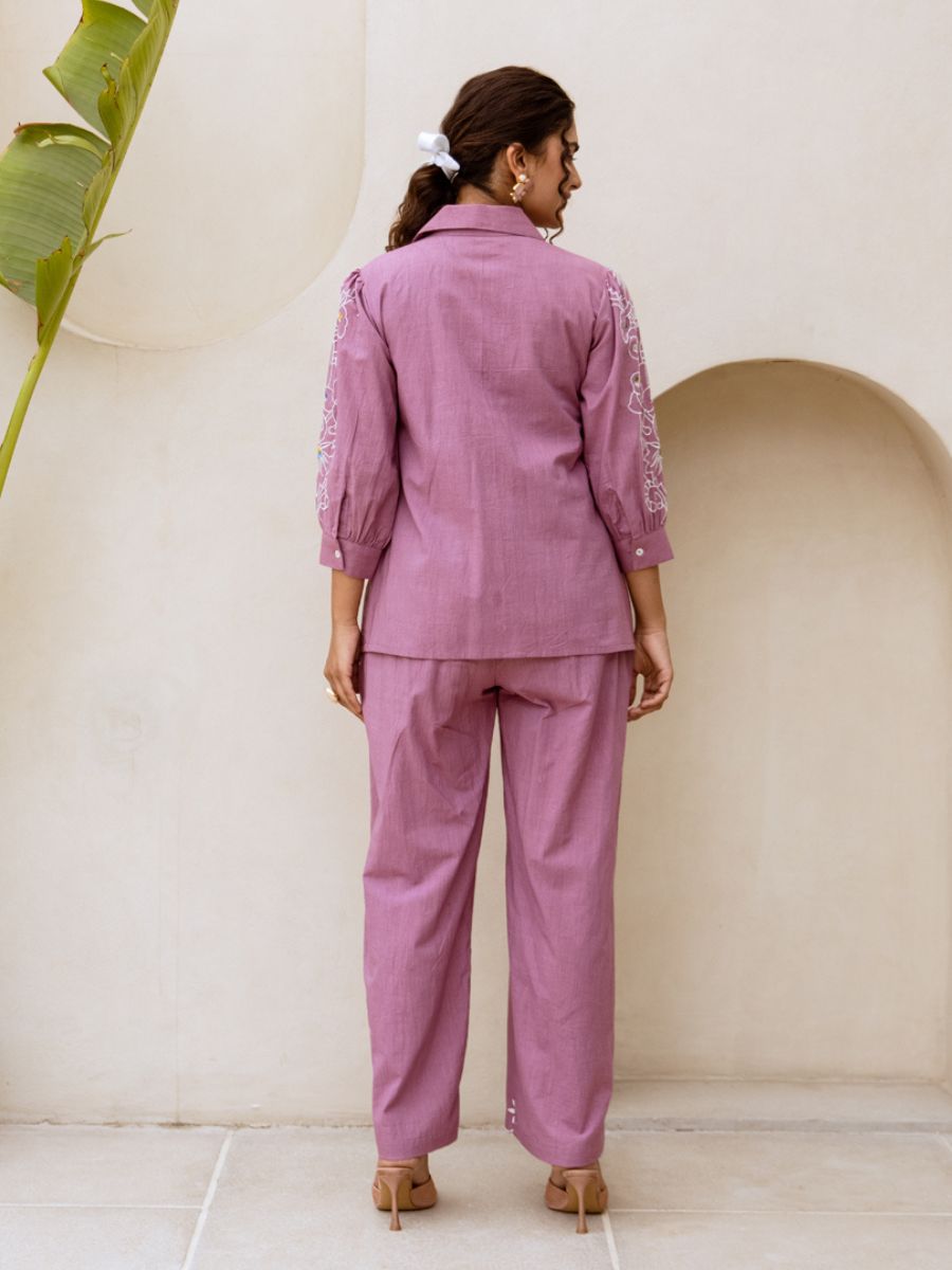 Embroidered Co-Ord Set for Women Online in India – purple Cotton Style Natica