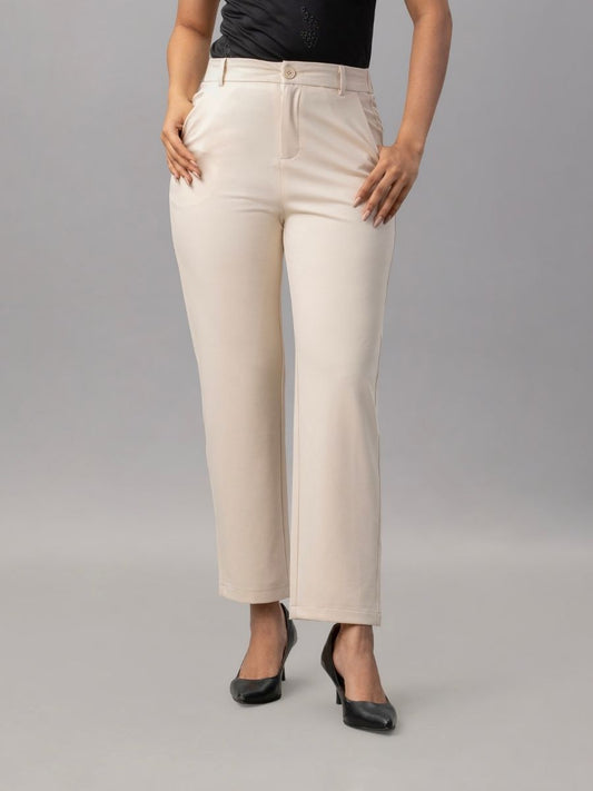Ivory Tapered Slim Fit Trouser for Women Online – Natica