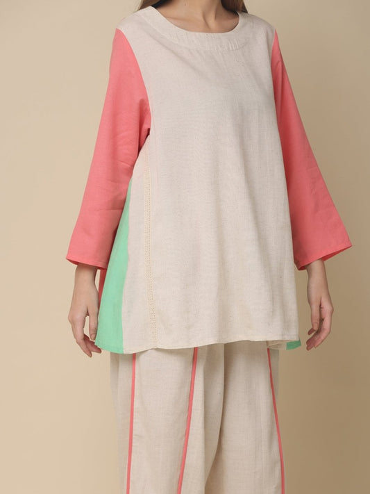 Natica Breezy Oversized Cotton Co-Ord Set – Soft Pink Edition