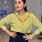 Olive Green Fit Pearl & Diamond-Embellished Shirt