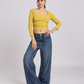 Mustard Yellow Side Elastic Ruched Crop Top