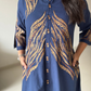 Midnight Fern Embroidered Shirt Dress