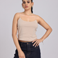 Essential Spaghetti Crop Top - Beige