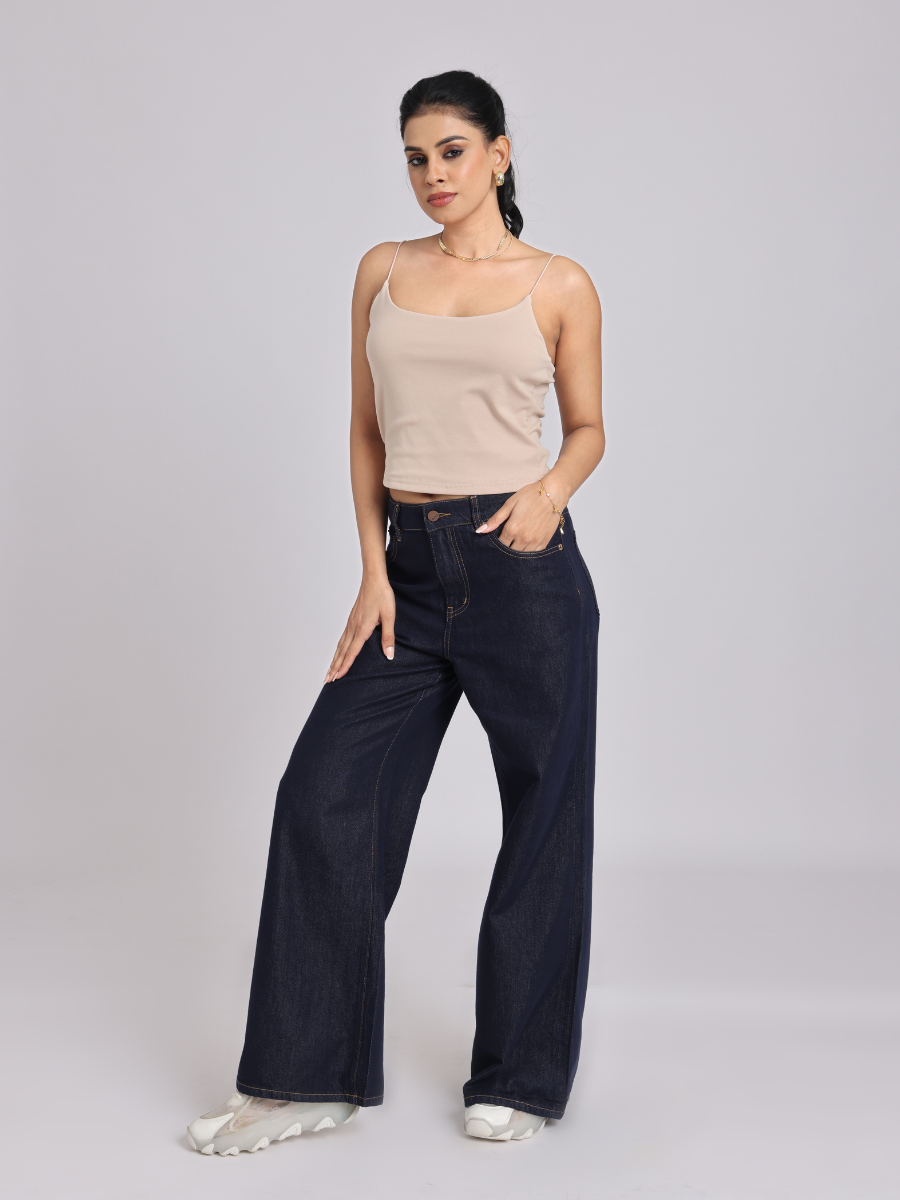 Essential Spaghetti Crop Top - Beige
