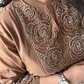 Mocha Rose Embroidered Cotton Dress