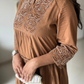 Mocha Rose Embroidered Cotton Dress