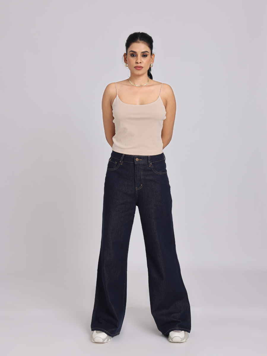 Essential Spaghetti Crop Top - Beige