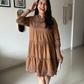 Mocha Rose Embroidered Cotton Dress