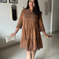 Mocha Rose Embroidered Cotton Dress