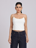 Essential Spaghetti Crop Top - White