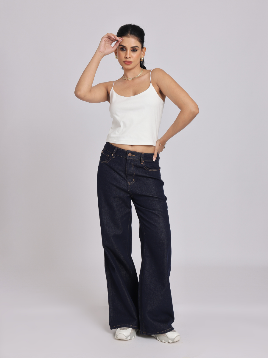Essential Spaghetti Crop Top - White