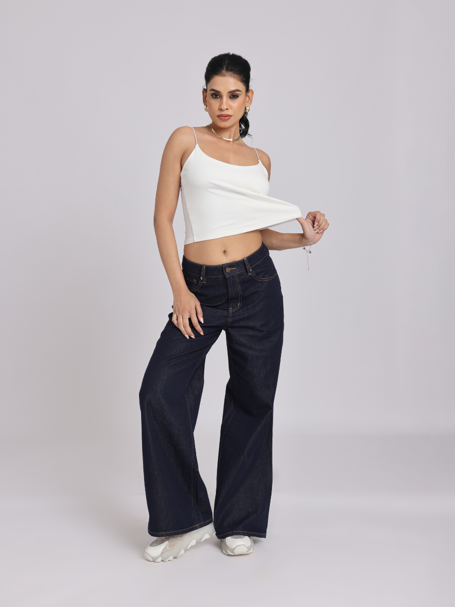 Essential Spaghetti Crop Top - White