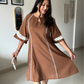 Mocha Brown Embroidered Flared Dress