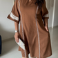 Mocha Brown Embroidered Flared Dress