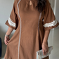Mocha Brown Embroidered Flared Dress