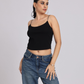 Essential Spaghetti Crop Top – Black