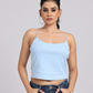 Essential Spaghetti Crop Top – Blue