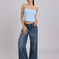 Essential Spaghetti Crop Top – Blue